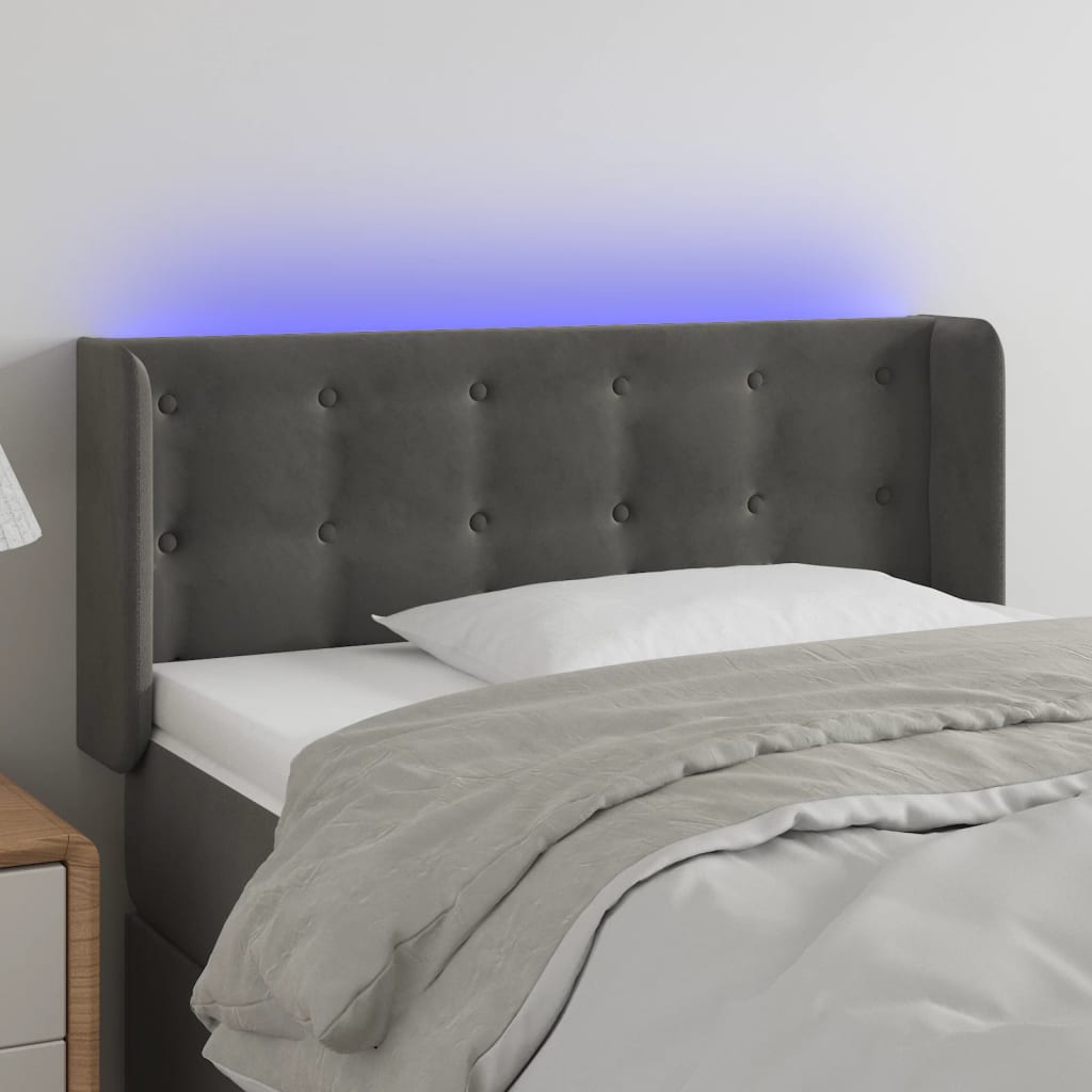Hoofdbord LED 93x16x78/88 cm fluweel donkergrijs is nu te koop bij PeponiXL, paradijselijk wonen!