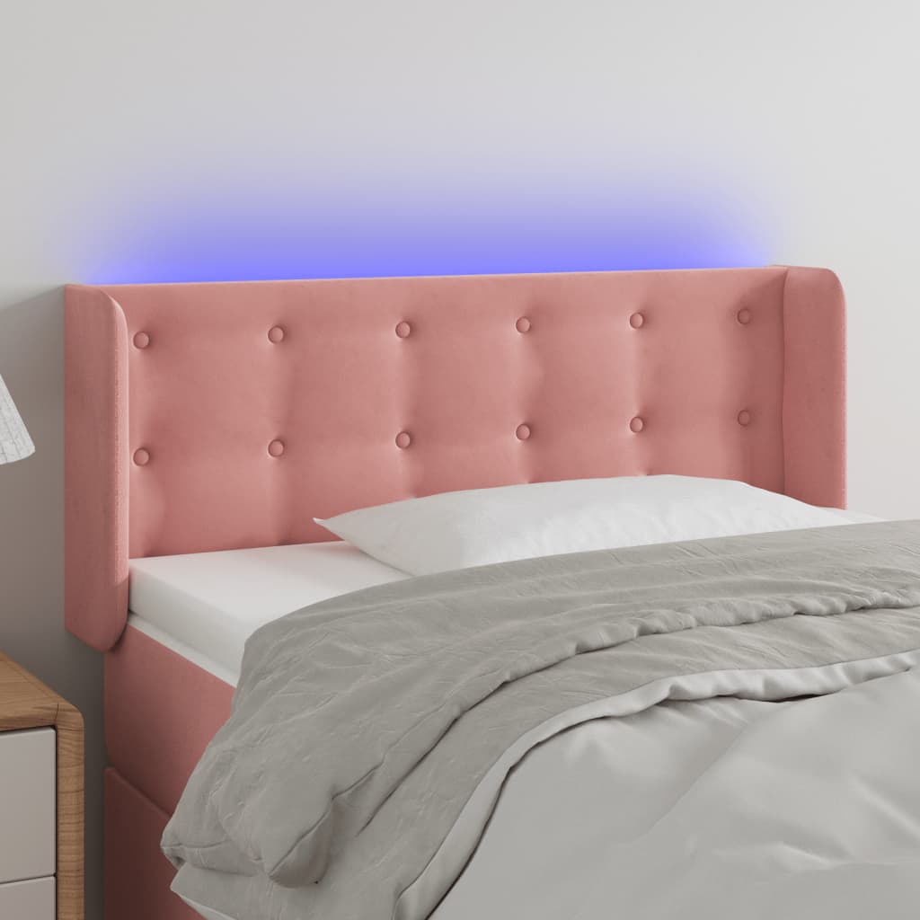 Hoofdbord LED 93x16x78/88 cm fluweel roze is nu te koop bij PeponiXL, paradijselijk wonen!