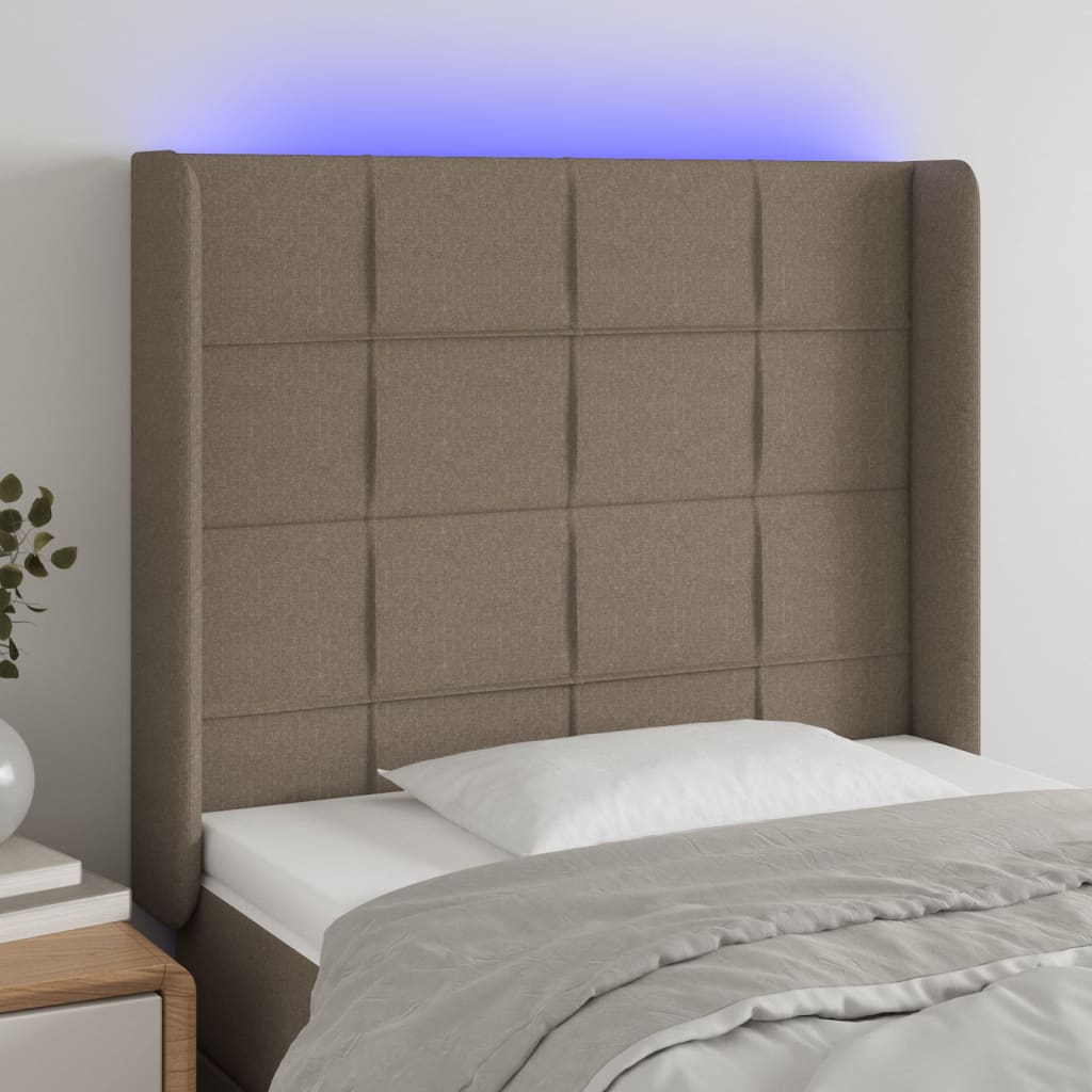 Hoofdbord LED 93x16x118/128 cm stof taupe is nu te koop bij PeponiXL, paradijselijk wonen!