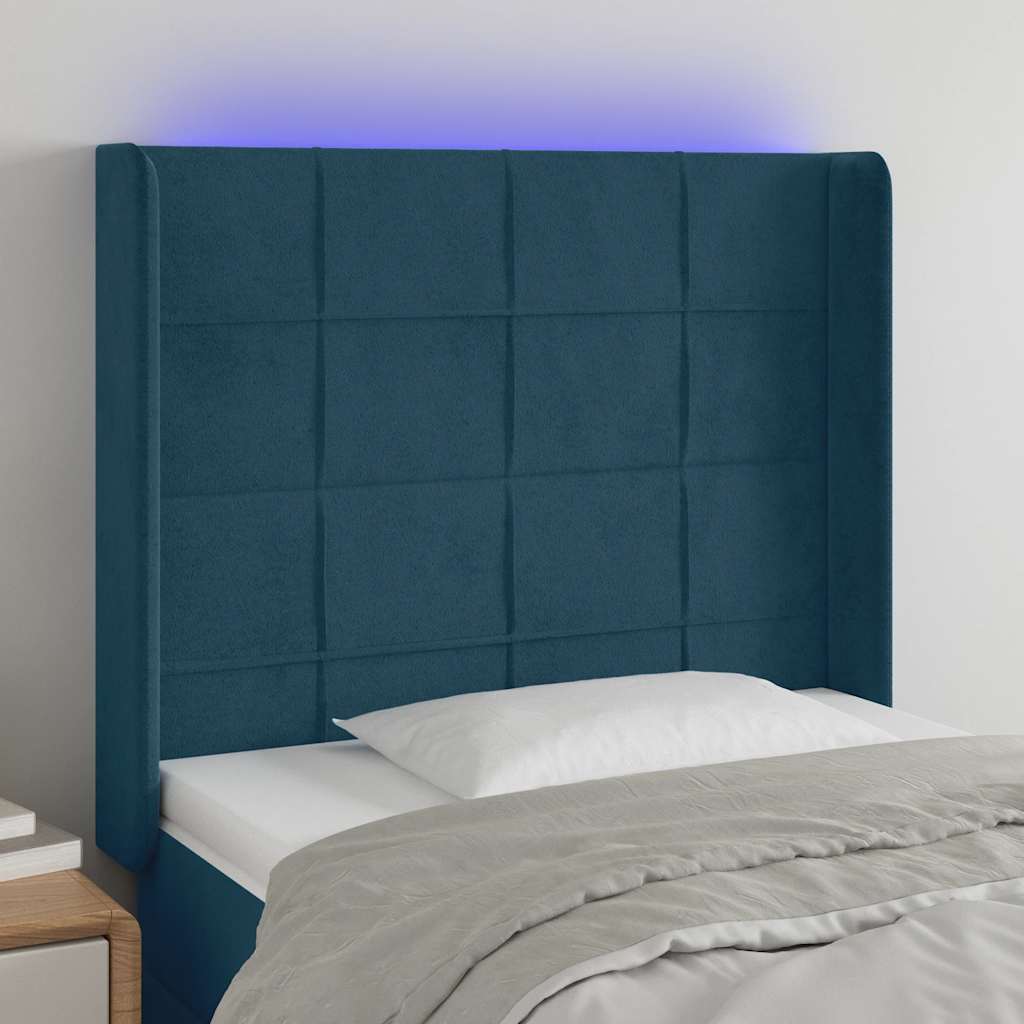 Hoofdbord LED 83x16x118/128 cm fluweel donkerblauw is nu te koop bij PeponiXL, paradijselijk wonen!