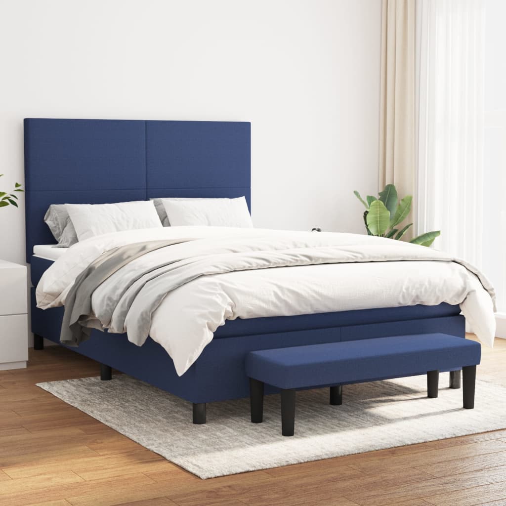 Boxspring met matras stof blauw 140x200 cm is nu te koop bij PeponiXL, paradijselijk wonen!