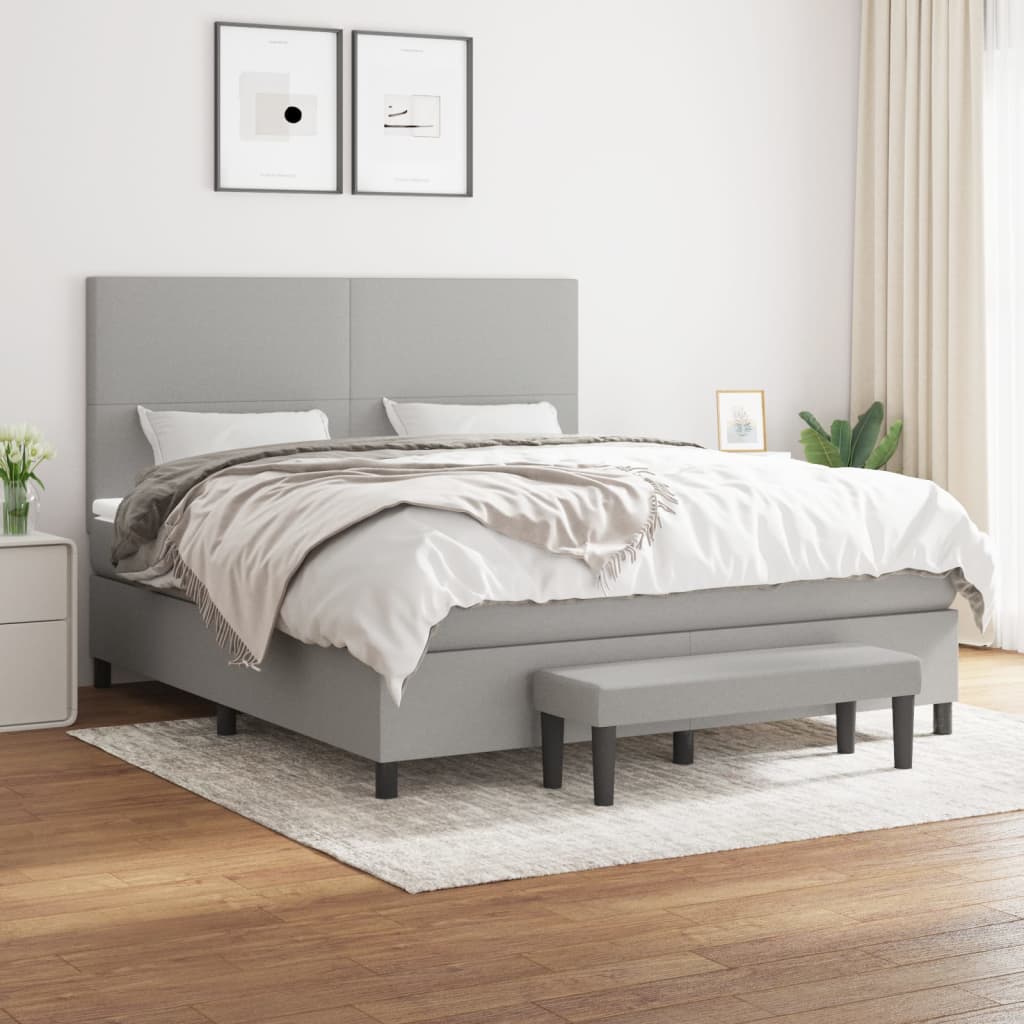 Boxspring met matras stof lichtgrijs 180x200 cm is nu te koop bij PeponiXL, paradijselijk wonen!