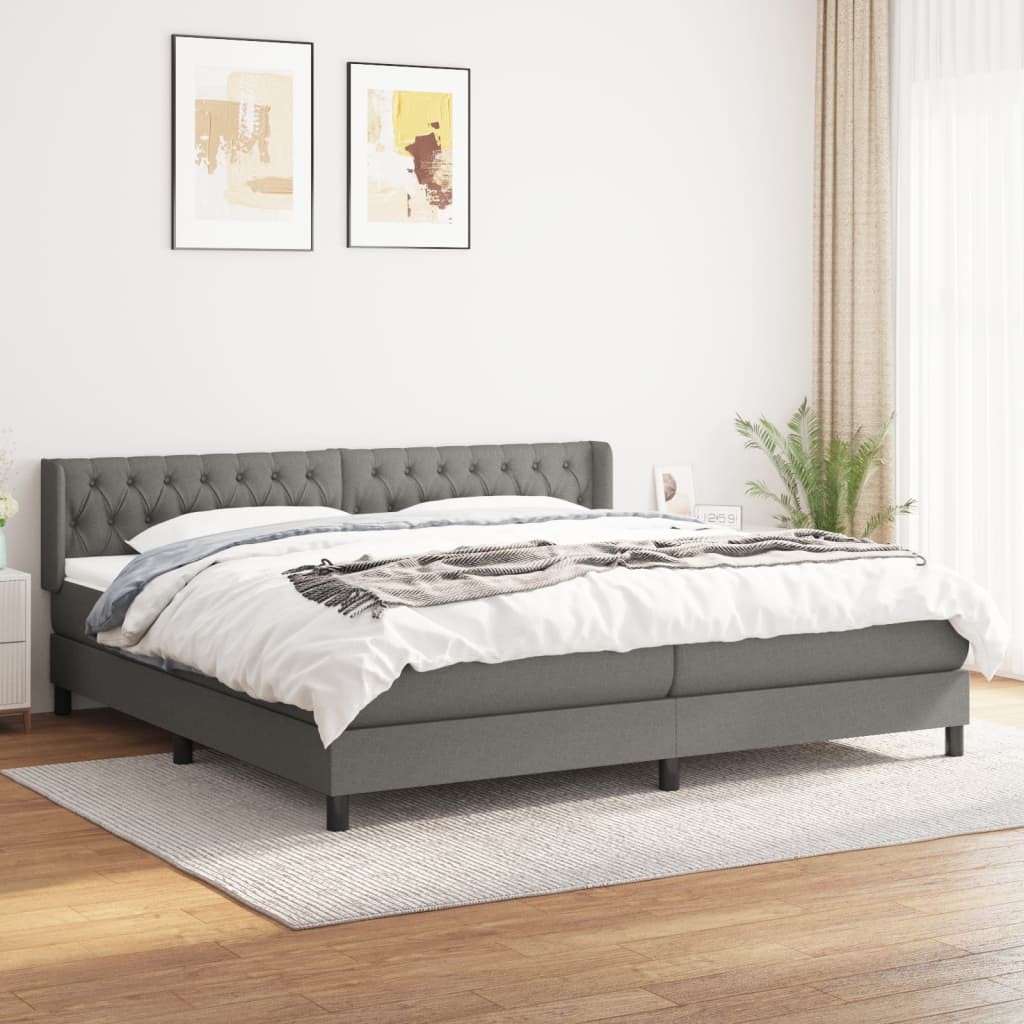 Boxspring met matras stof donkergrijs 200x200 cm is nu te koop bij PeponiXL, paradijselijk wonen!