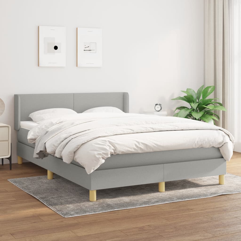 Boxspring met matras stof lichtgrijs 140x200 cm is nu te koop bij PeponiXL, paradijselijk wonen!