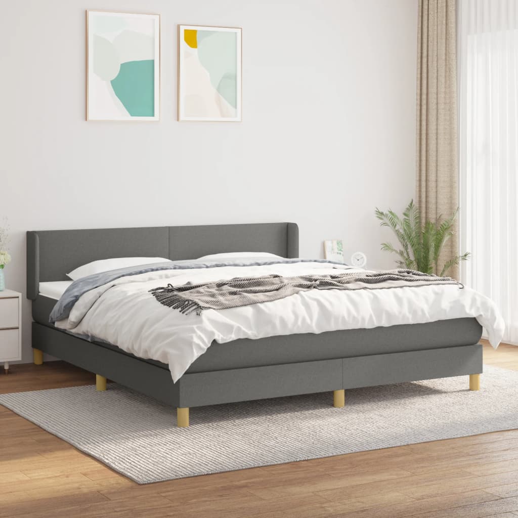 Boxspring met matras stof donkergrijs 180x200 cm is nu te koop bij PeponiXL, paradijselijk wonen!