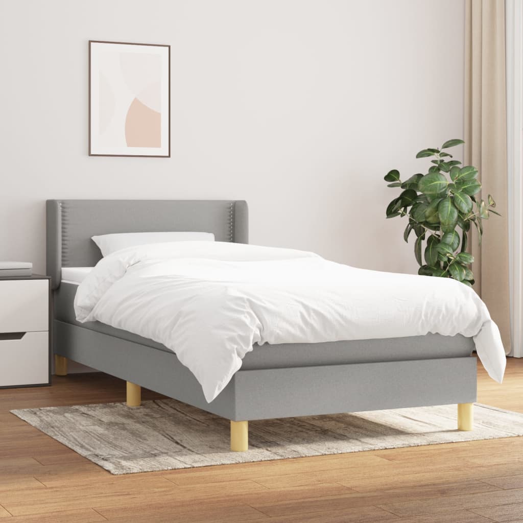 Boxspring met matras stof lichtgrijs 90x200 cm is nu te koop bij PeponiXL, paradijselijk wonen!