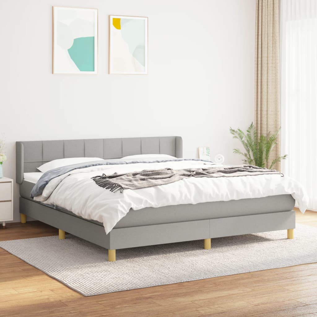 Boxspring met matras stof lichtgrijs 180x200 cm is nu te koop bij PeponiXL, paradijselijk wonen!