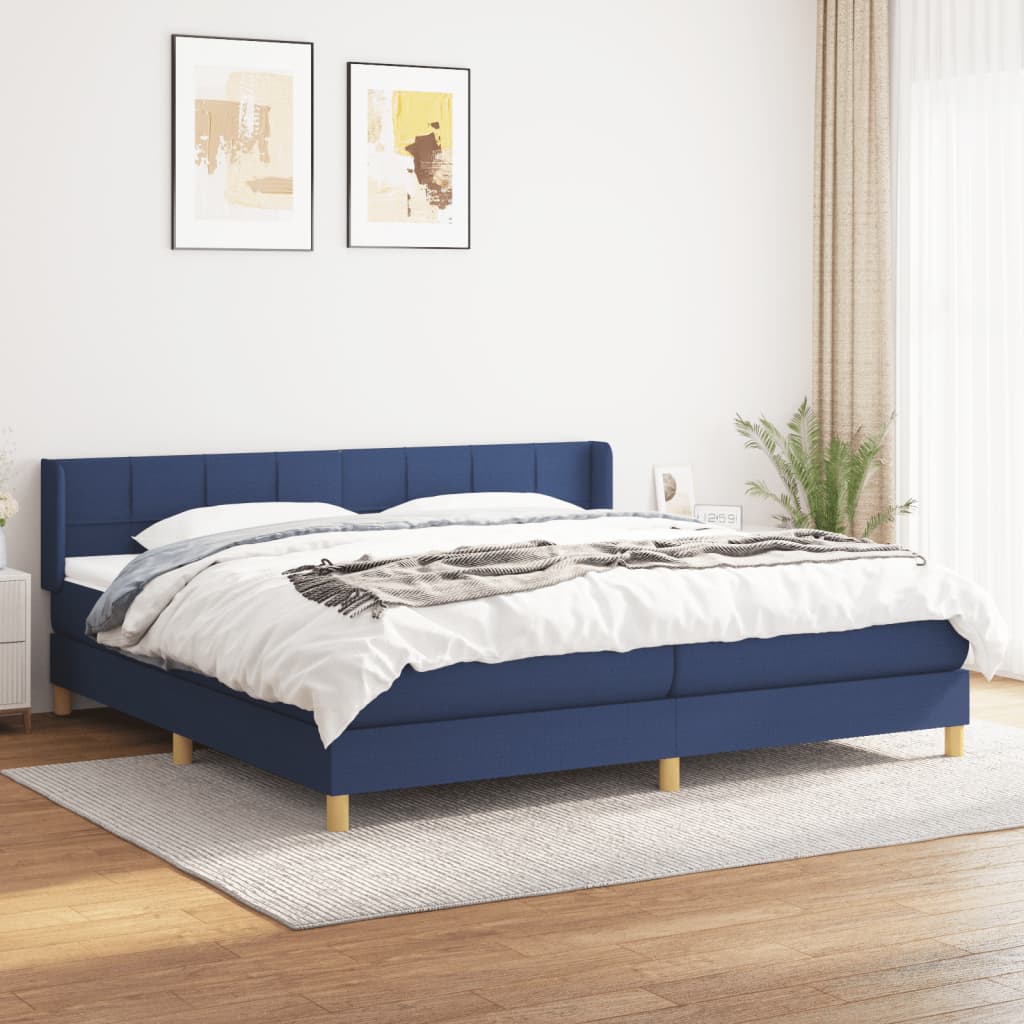 Boxspring met matras stof blauw 200x200 cm is nu te koop bij PeponiXL, paradijselijk wonen!