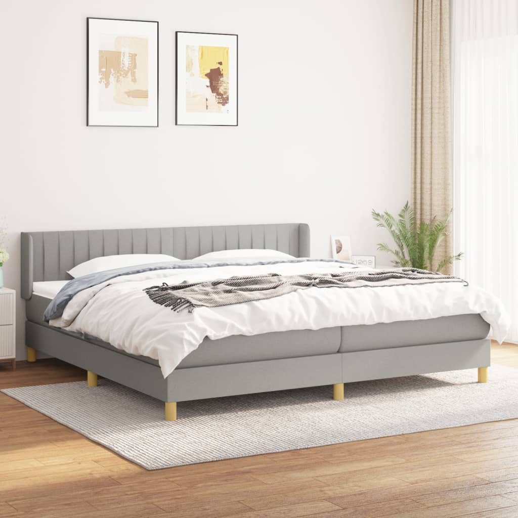 Boxspring met matras stof lichtgrijs 200x200 cm is nu te koop bij PeponiXL, paradijselijk wonen!