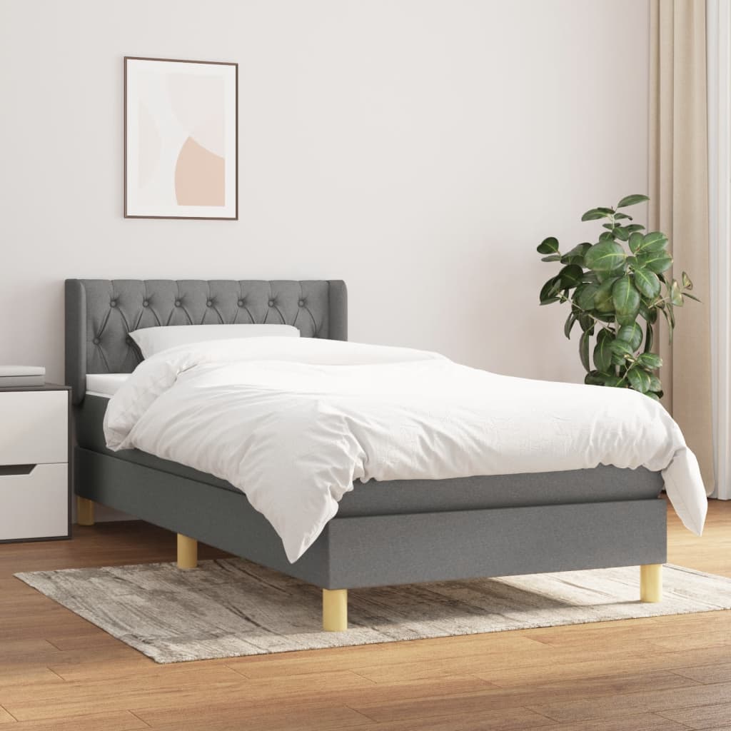 Boxspring met matras stof donkergrijs 90x190 cm is nu te koop bij PeponiXL, paradijselijk wonen!