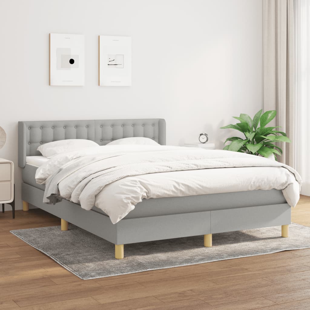 Boxspring met matras stof lichtgrijs 140x200 cm is nu te koop bij PeponiXL, paradijselijk wonen!