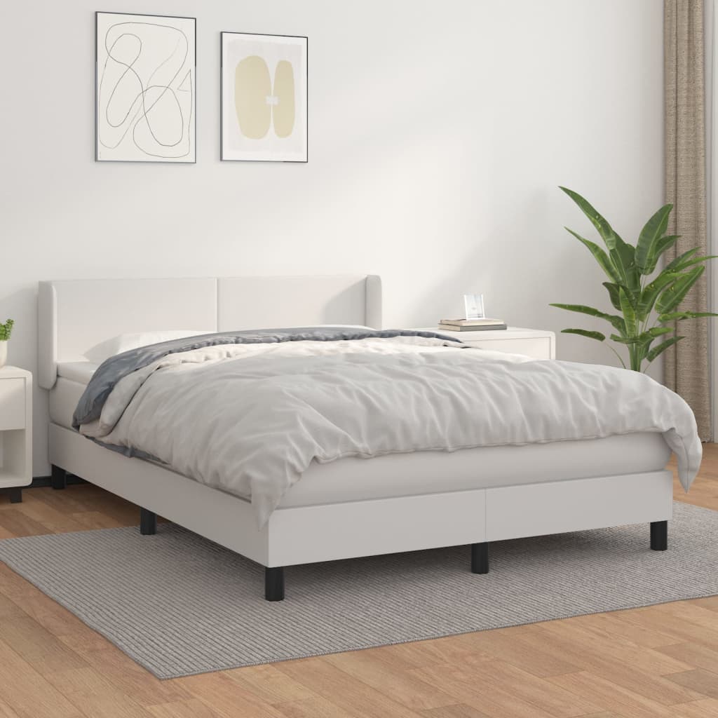 Boxspring met matras kunstleer wit 140x190 cm is nu te koop bij PeponiXL, paradijselijk wonen!