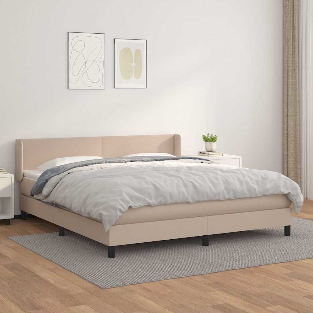 Boxspring met matras kunstleer cappuccinokleurig 160x200 cm is nu te koop bij PeponiXL, paradijselijk wonen!