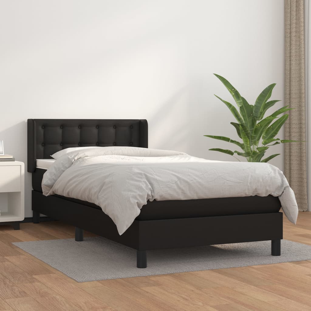 Boxspring met matras kunstleer zwart 90x200 cm is nu te koop bij PeponiXL, paradijselijk wonen!