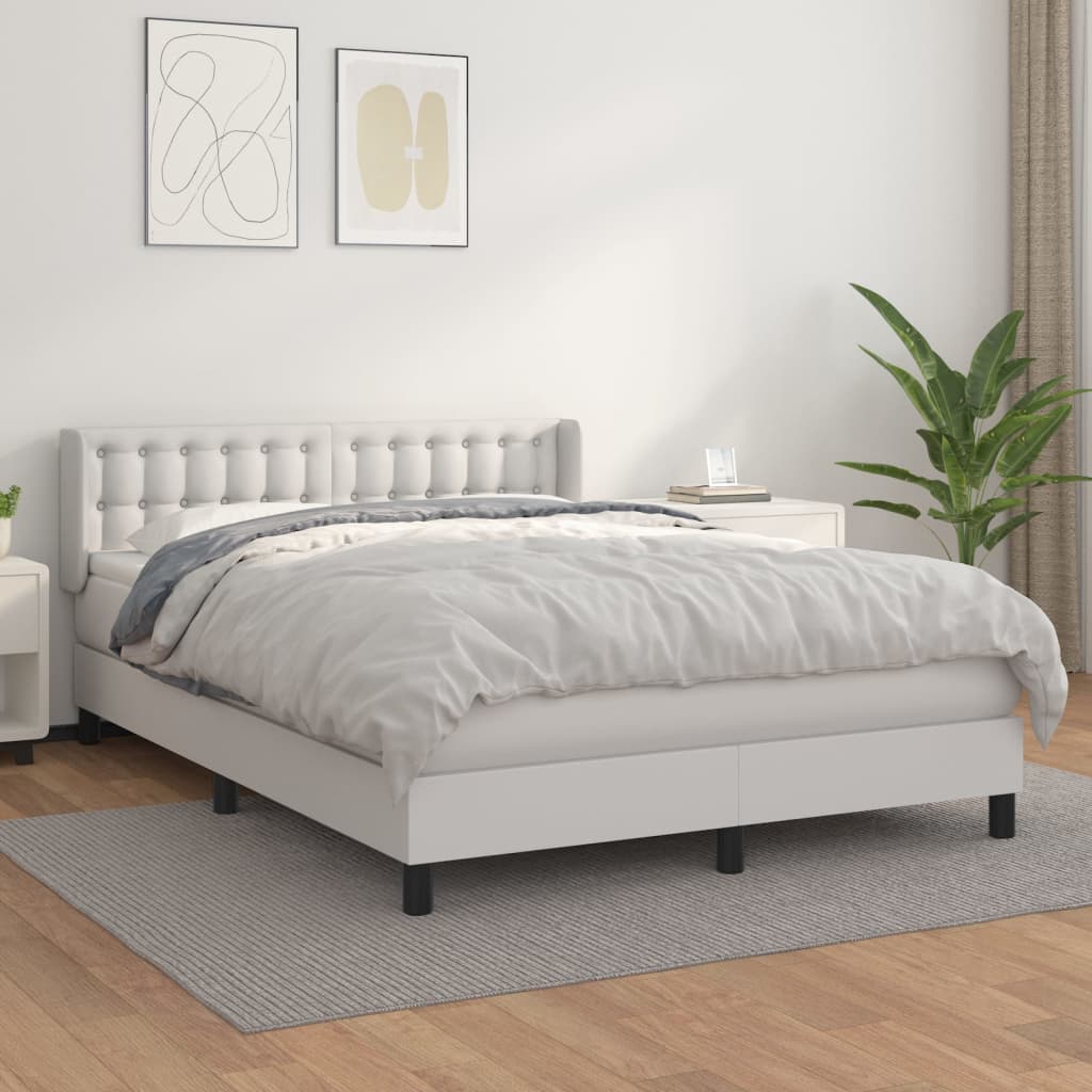 Boxspring met matras kunstleer wit 140x190 cm is nu te koop bij PeponiXL, paradijselijk wonen!