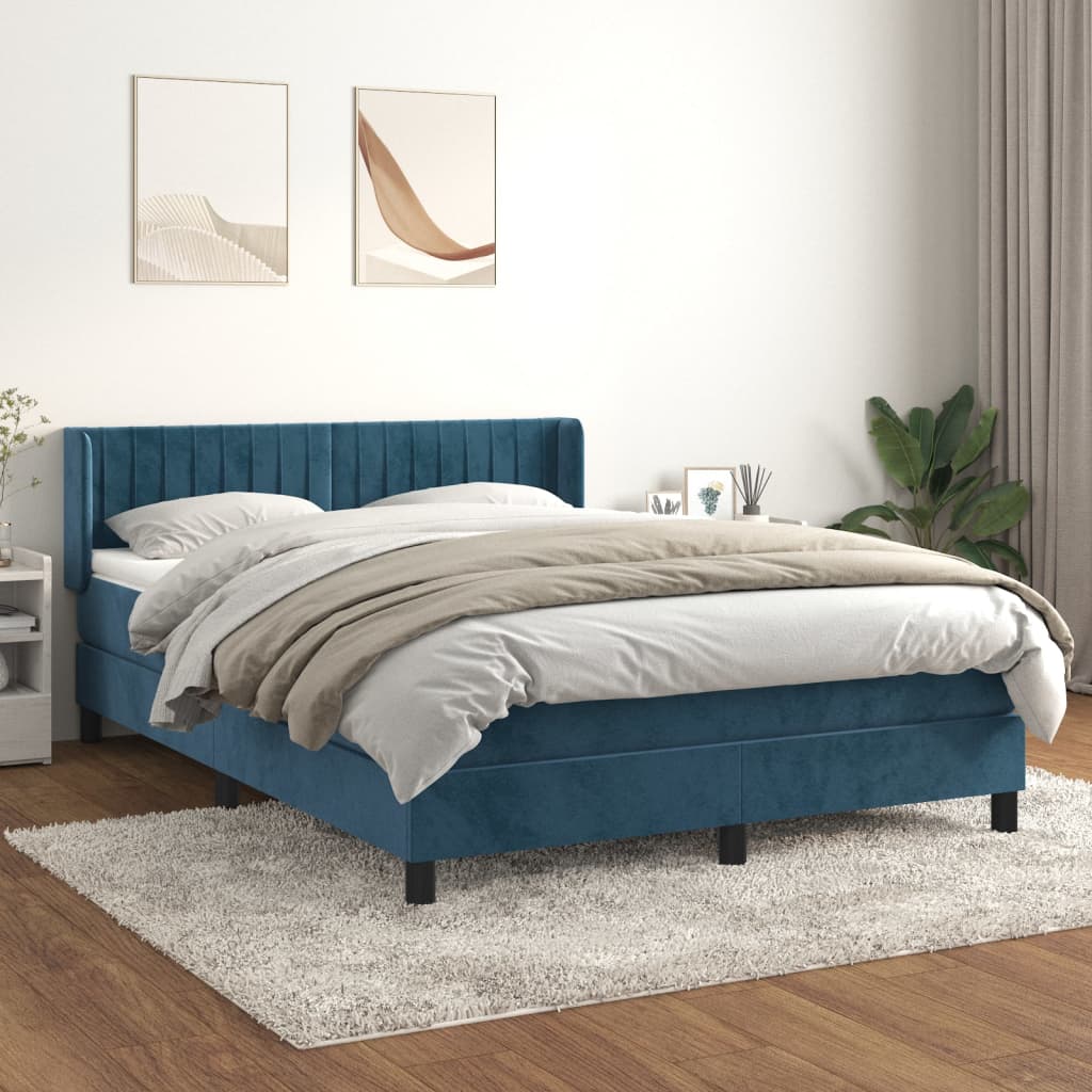 Boxspring met matras fluweel donkerblauw 140x200 cm is nu te koop bij PeponiXL, paradijselijk wonen!