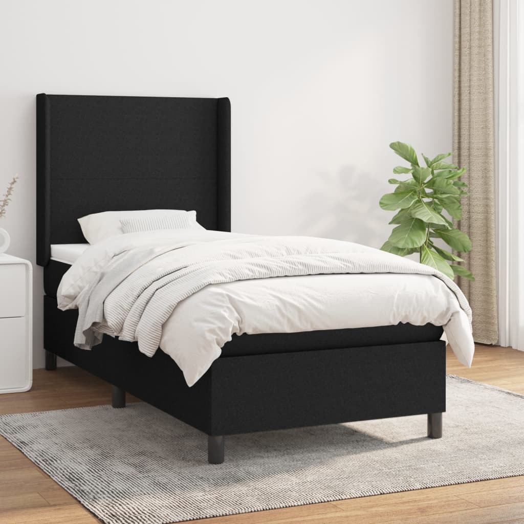 Boxspring met matras stof zwart 80x200 cm is nu te koop bij PeponiXL, paradijselijk wonen!