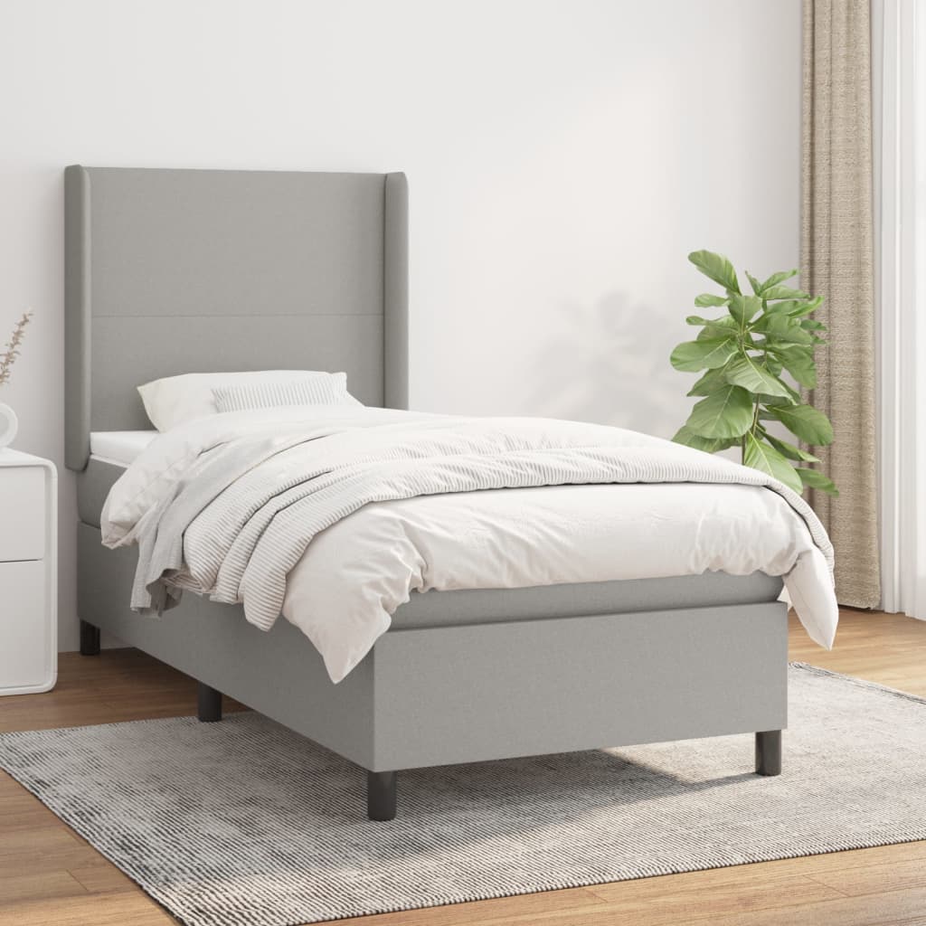 Boxspring met matras stof lichtgrijs 100x200 cm is nu te koop bij PeponiXL, paradijselijk wonen!