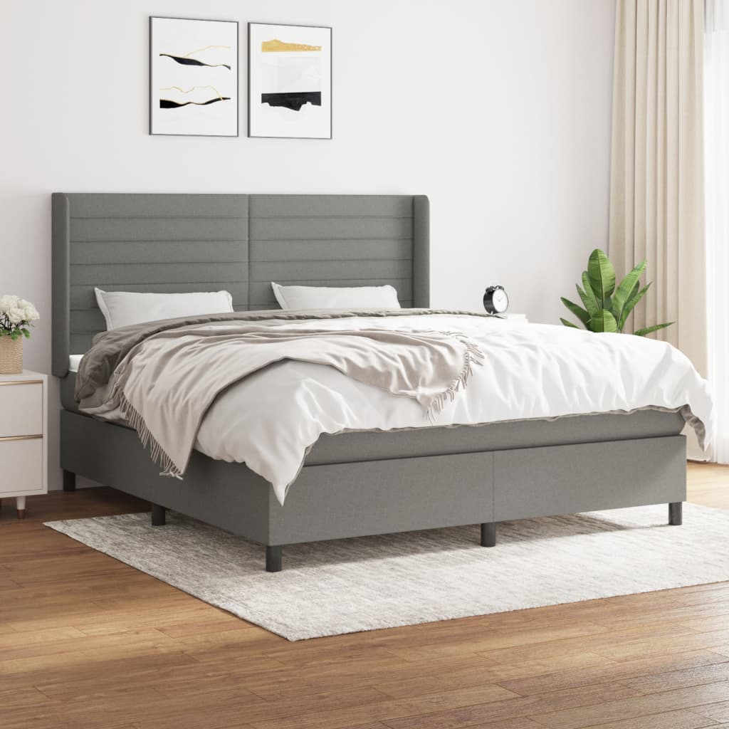 Boxspring met matras stof donkergrijs 160x200 cm is nu te koop bij PeponiXL, paradijselijk wonen!