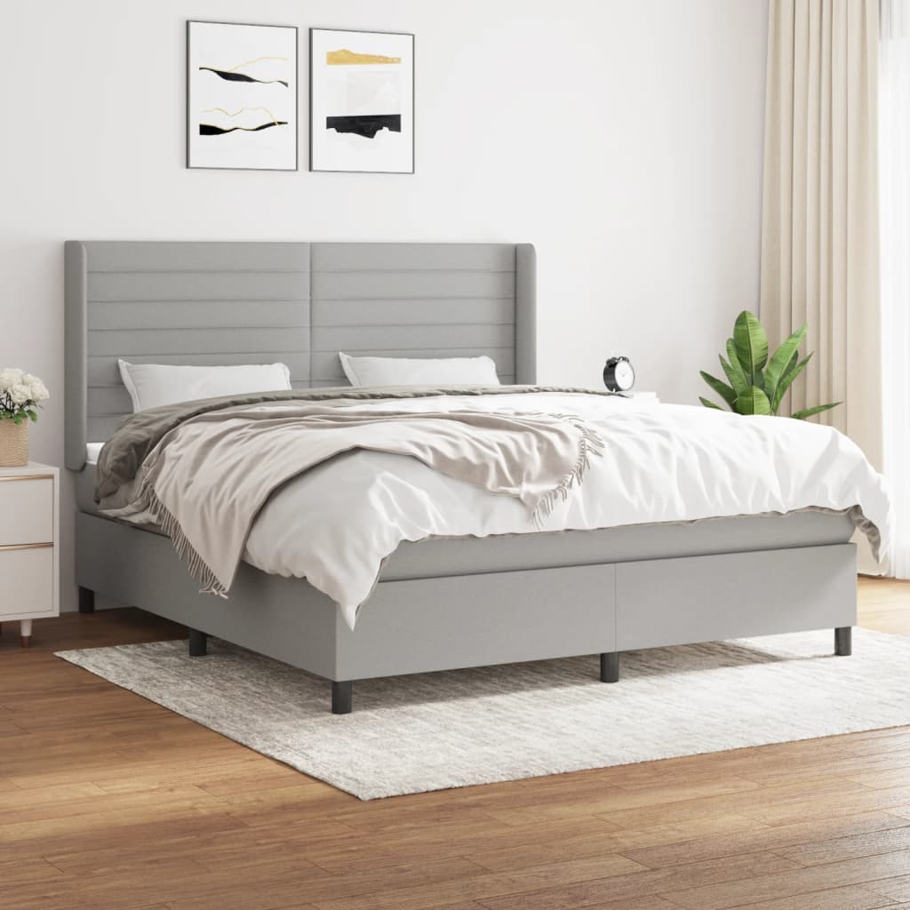 Boxspring met matras stof lichtgrijs 180x200 cm is nu te koop bij PeponiXL, paradijselijk wonen!