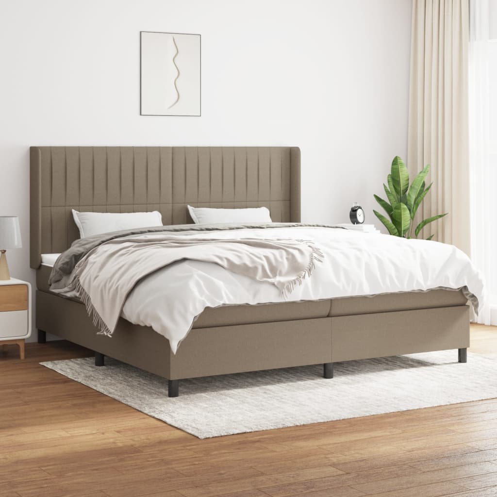 Boxspring met matras stof taupe 200x200 cm is nu te koop bij PeponiXL, paradijselijk wonen!