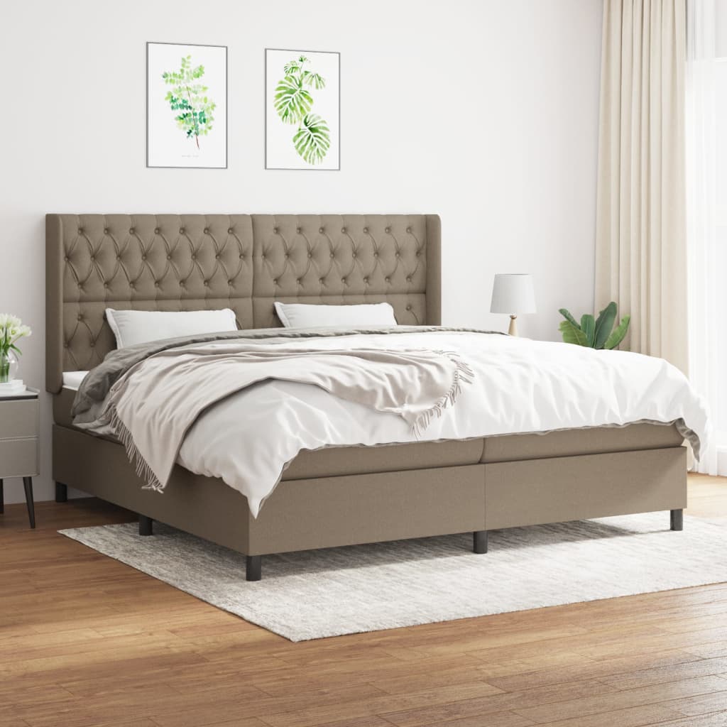 Boxspring met matras stof taupe 200x200 cm is nu te koop bij PeponiXL, paradijselijk wonen!
