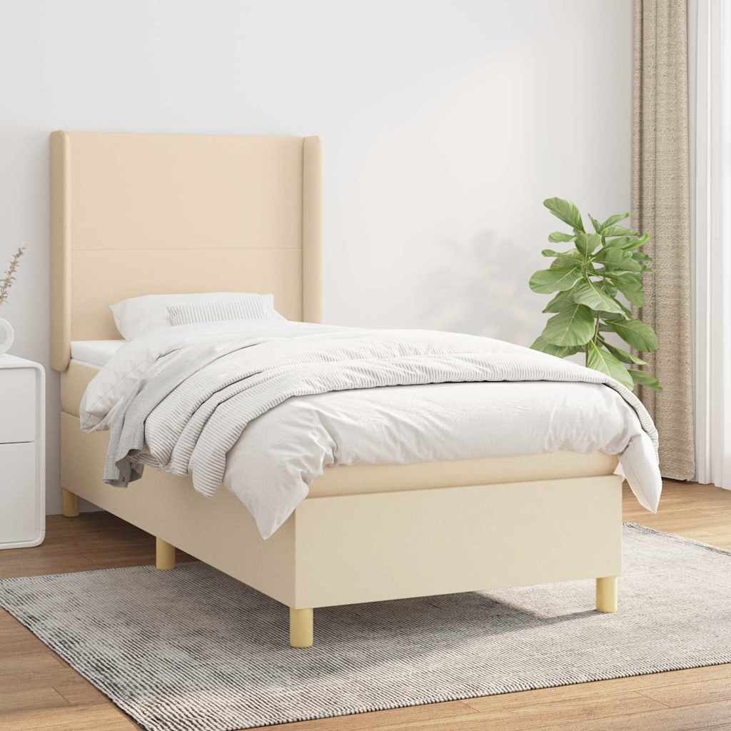 Boxspring met matras stof crèmekleurig 80x200 cm is nu te koop bij PeponiXL, paradijselijk wonen!