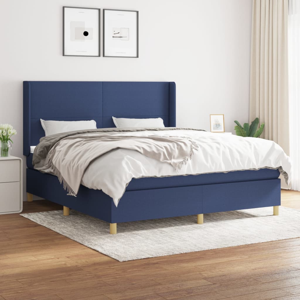Boxspring met matras stof blauw 160x200 cm is nu te koop bij PeponiXL, paradijselijk wonen!