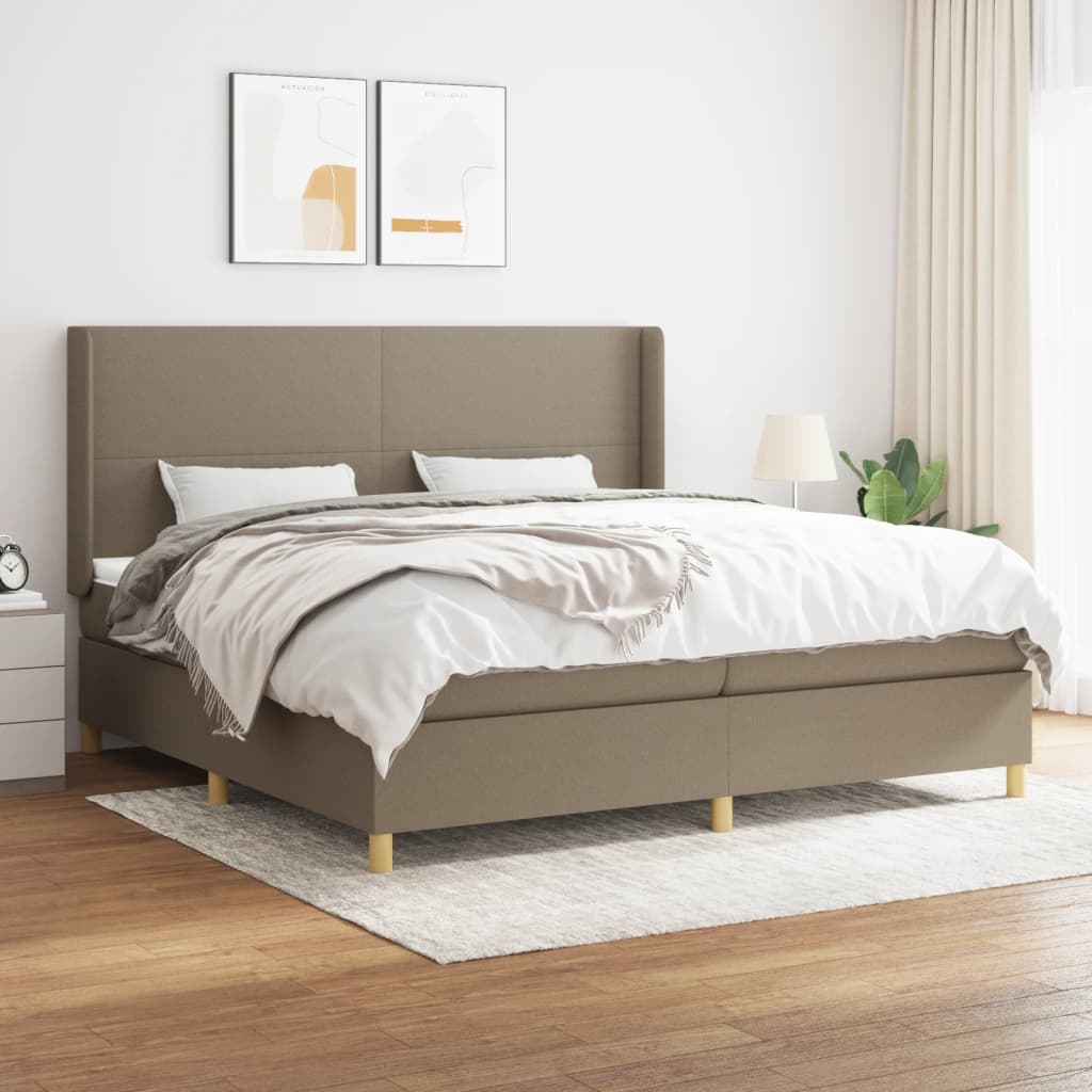 Boxspring met matras stof taupe 200x200 cm is nu te koop bij PeponiXL, paradijselijk wonen!