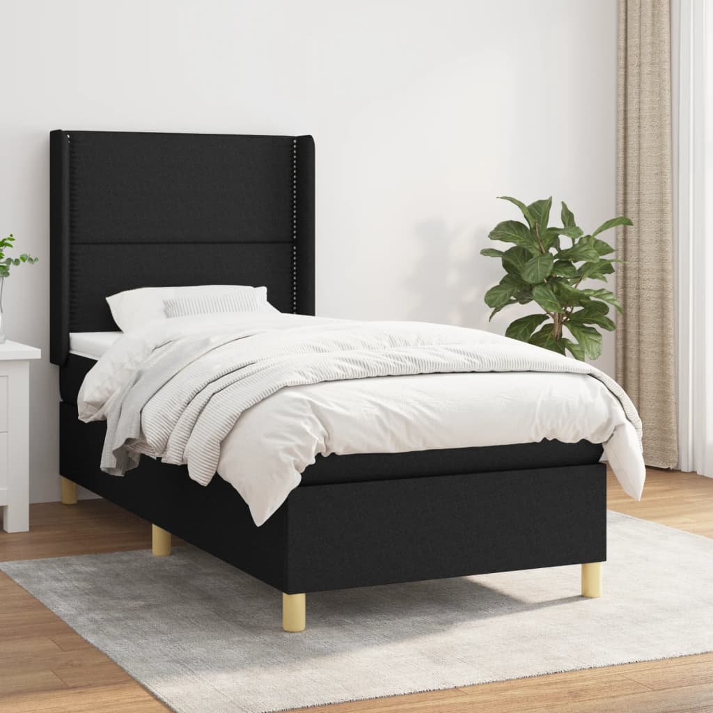 Boxspring met matras stof zwart 90x190 cm is nu te koop bij PeponiXL, paradijselijk wonen!