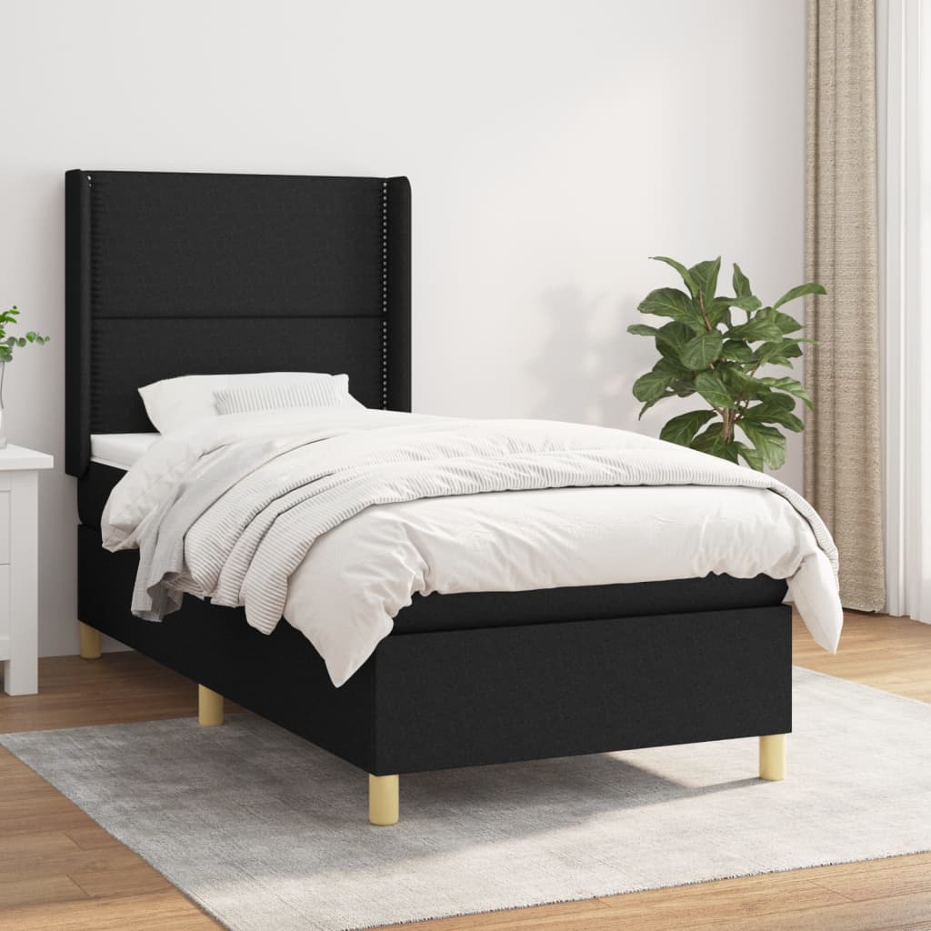 Boxspring met matras stof zwart 90x200 cm is nu te koop bij PeponiXL, paradijselijk wonen!