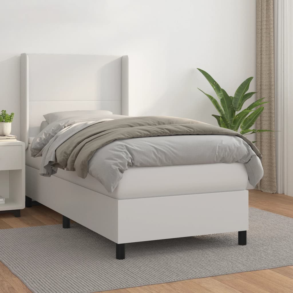 Boxspring met matras kunstleer wit 80x200 cm is nu te koop bij PeponiXL, paradijselijk wonen!