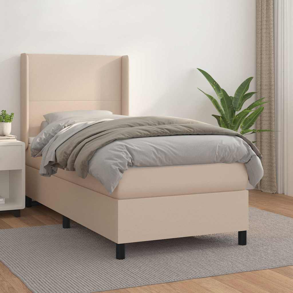 Boxspring met matras kunstleer cappuccinokleurig 80x200 cm is nu te koop bij PeponiXL, paradijselijk wonen!