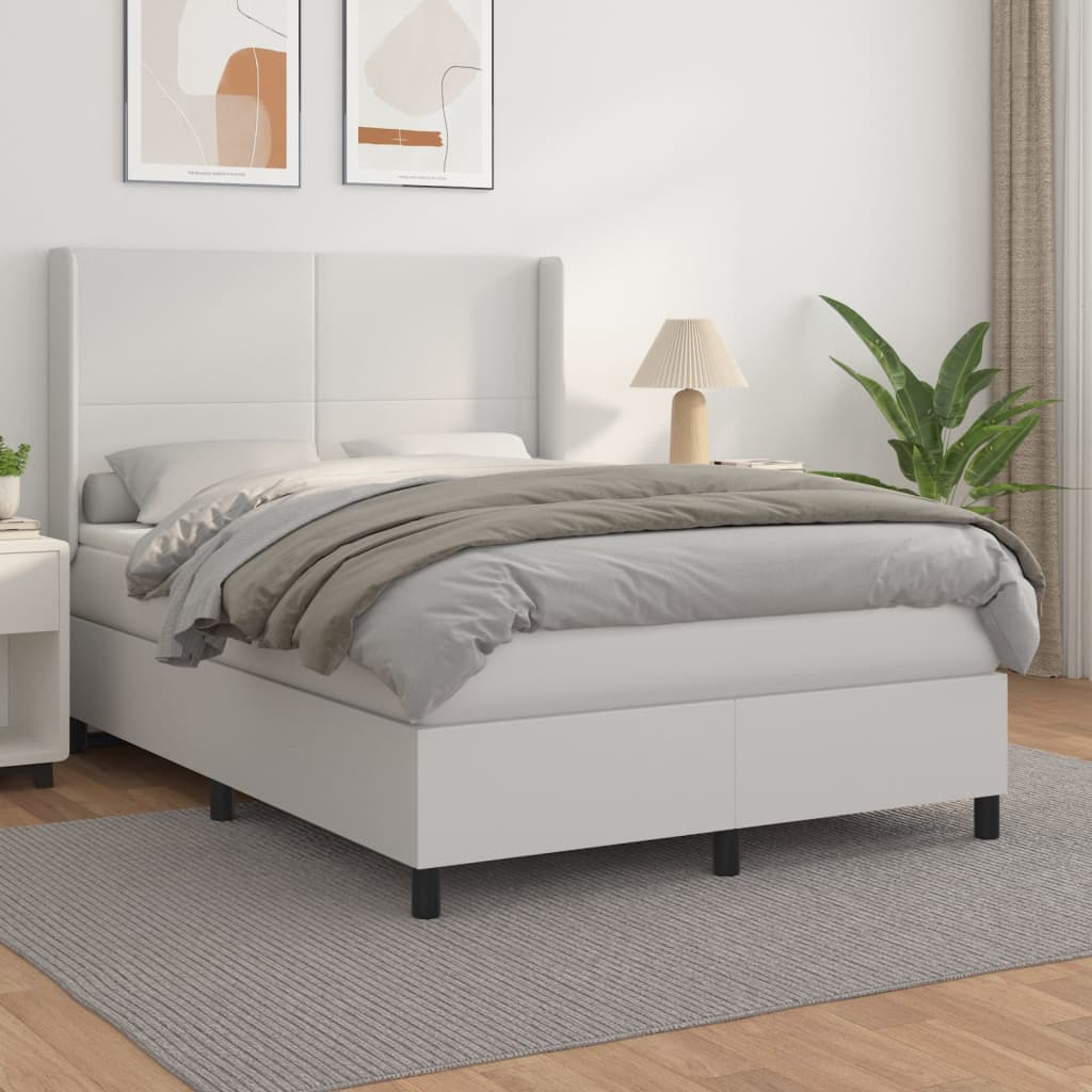 Boxspring met matras kunstleer wit 140x190 cm is nu te koop bij PeponiXL, paradijselijk wonen!