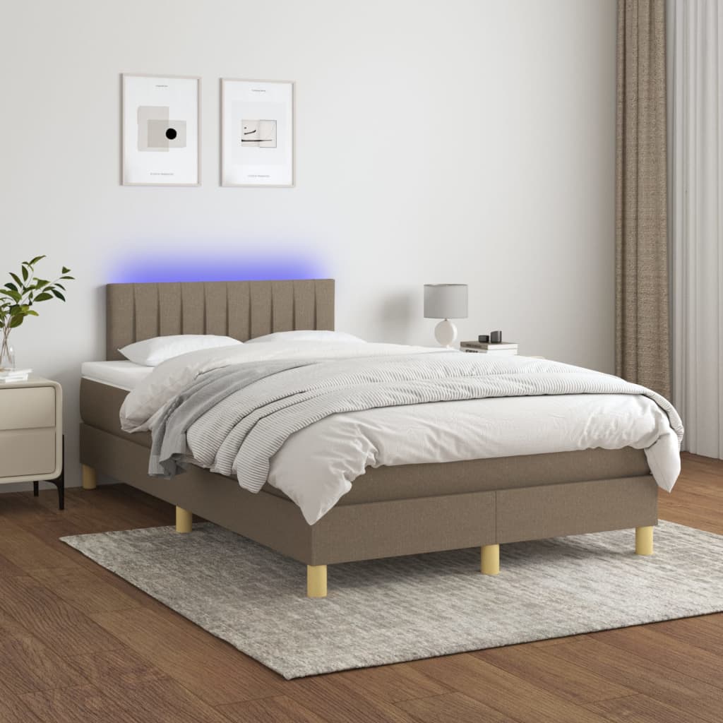 Boxspring met matras en LED stof taupe 120x200 cm is nu te koop bij PeponiXL, paradijselijk wonen!