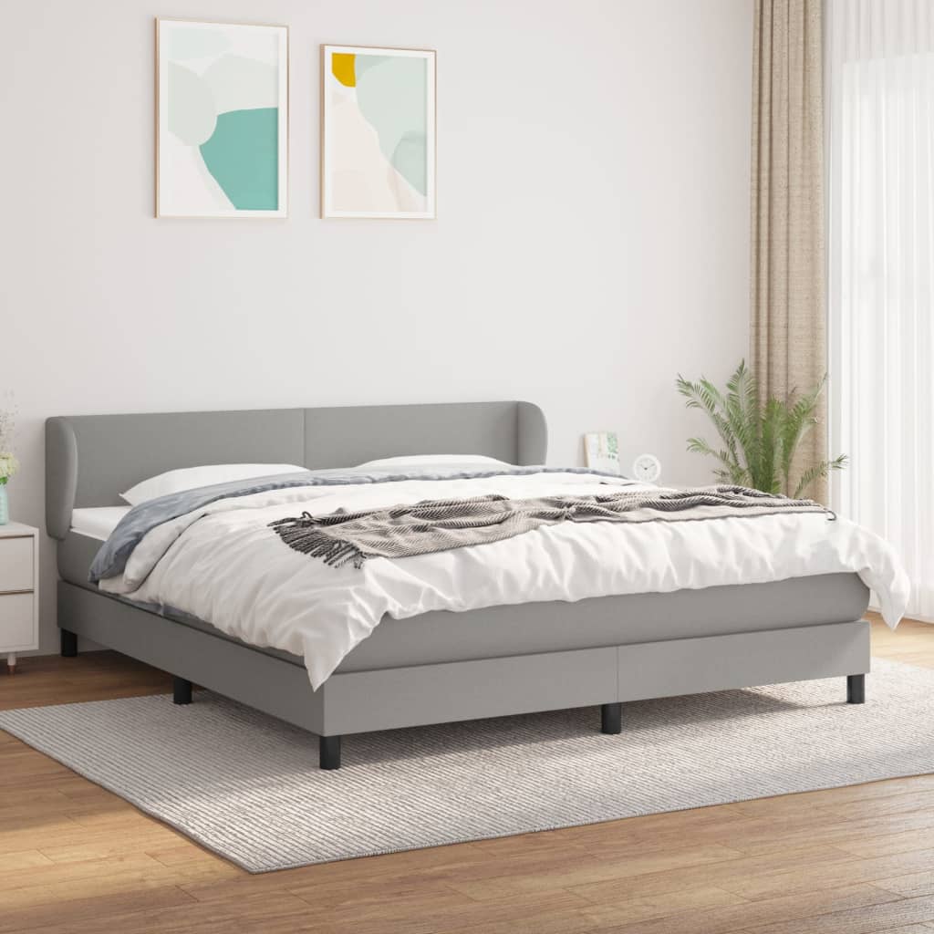 Boxspring met matras stof lichtgrijs 160x200 cm is nu te koop bij PeponiXL, paradijselijk wonen!