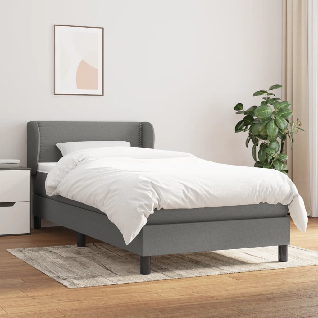 Boxspring met matras stof donkergrijs 90x190 cm is nu te koop bij PeponiXL, paradijselijk wonen!