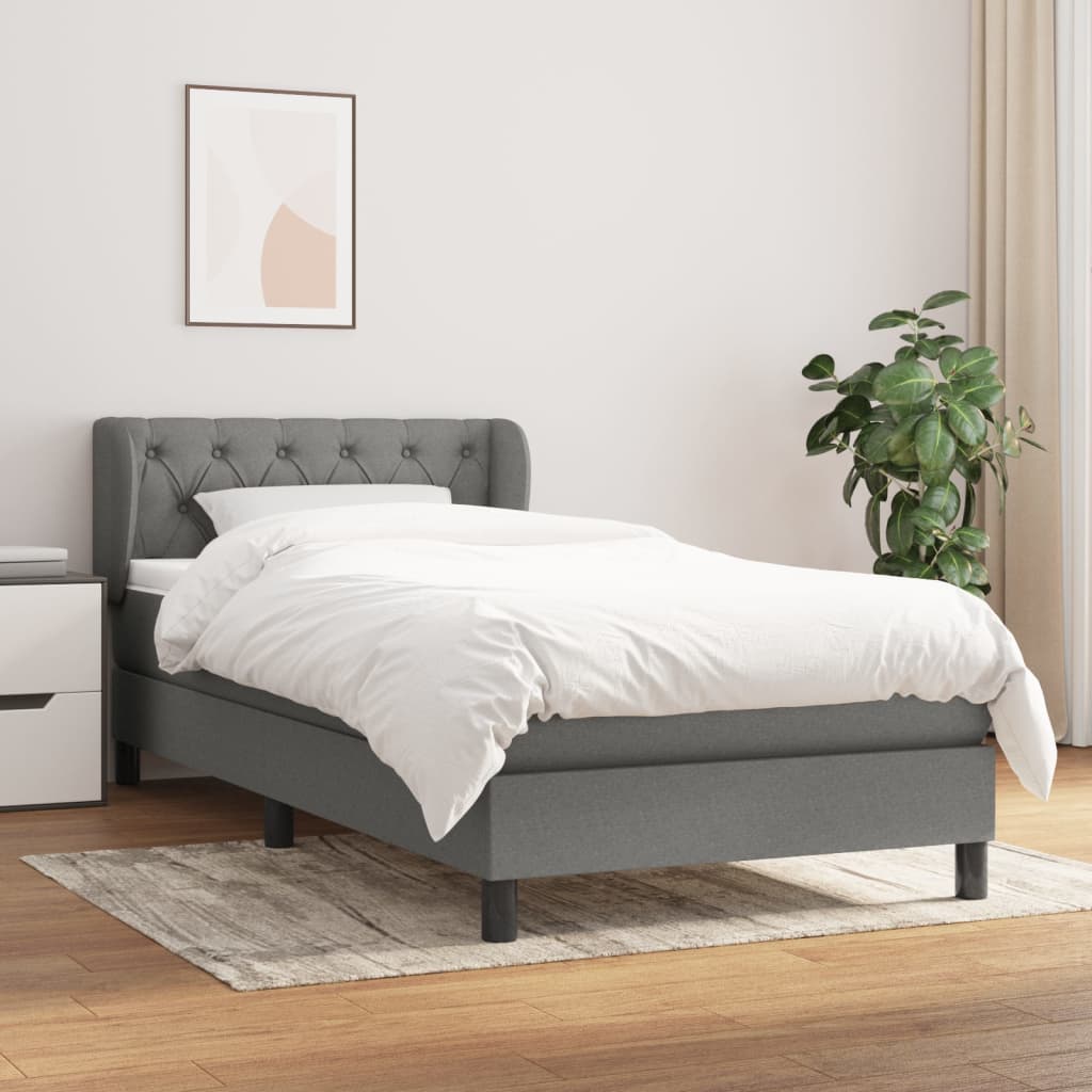 Boxspring met matras stof donkergrijs 80x200 cm is nu te koop bij PeponiXL, paradijselijk wonen!