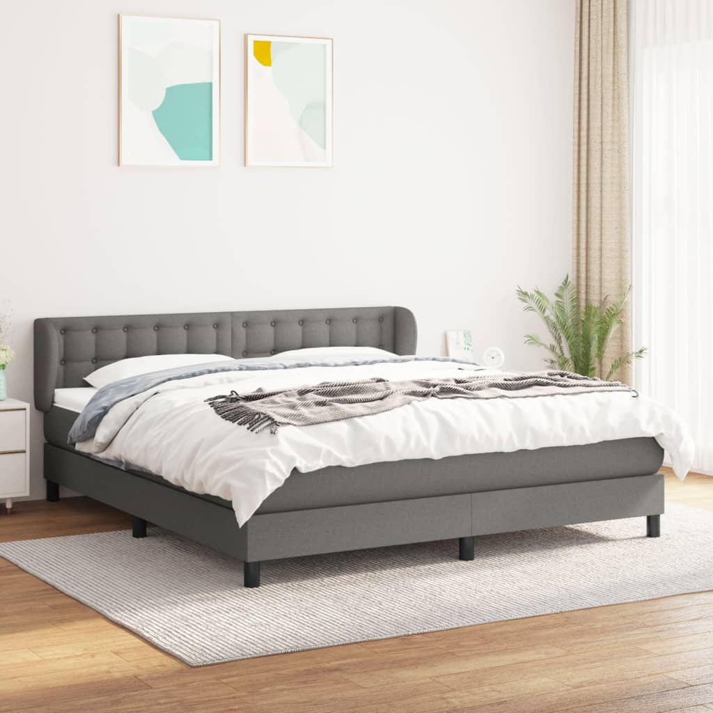 Boxspring met matras stof donkergrijs 180x200 cm is nu te koop bij PeponiXL, paradijselijk wonen!