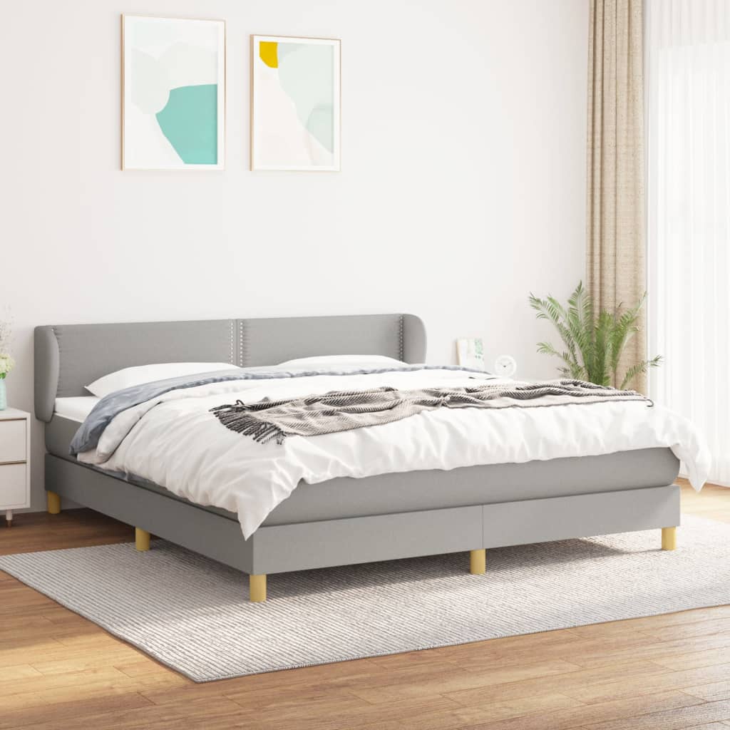 Boxspring met matras stof lichtgrijs 180x200 cm is nu te koop bij PeponiXL, paradijselijk wonen!