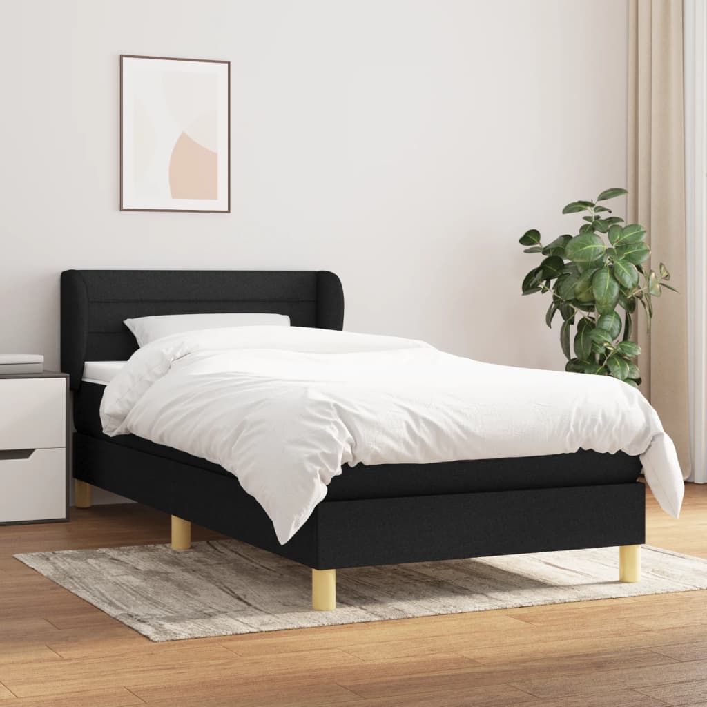 Boxspring met matras stof zwart 90x200 cm is nu te koop bij PeponiXL, paradijselijk wonen!