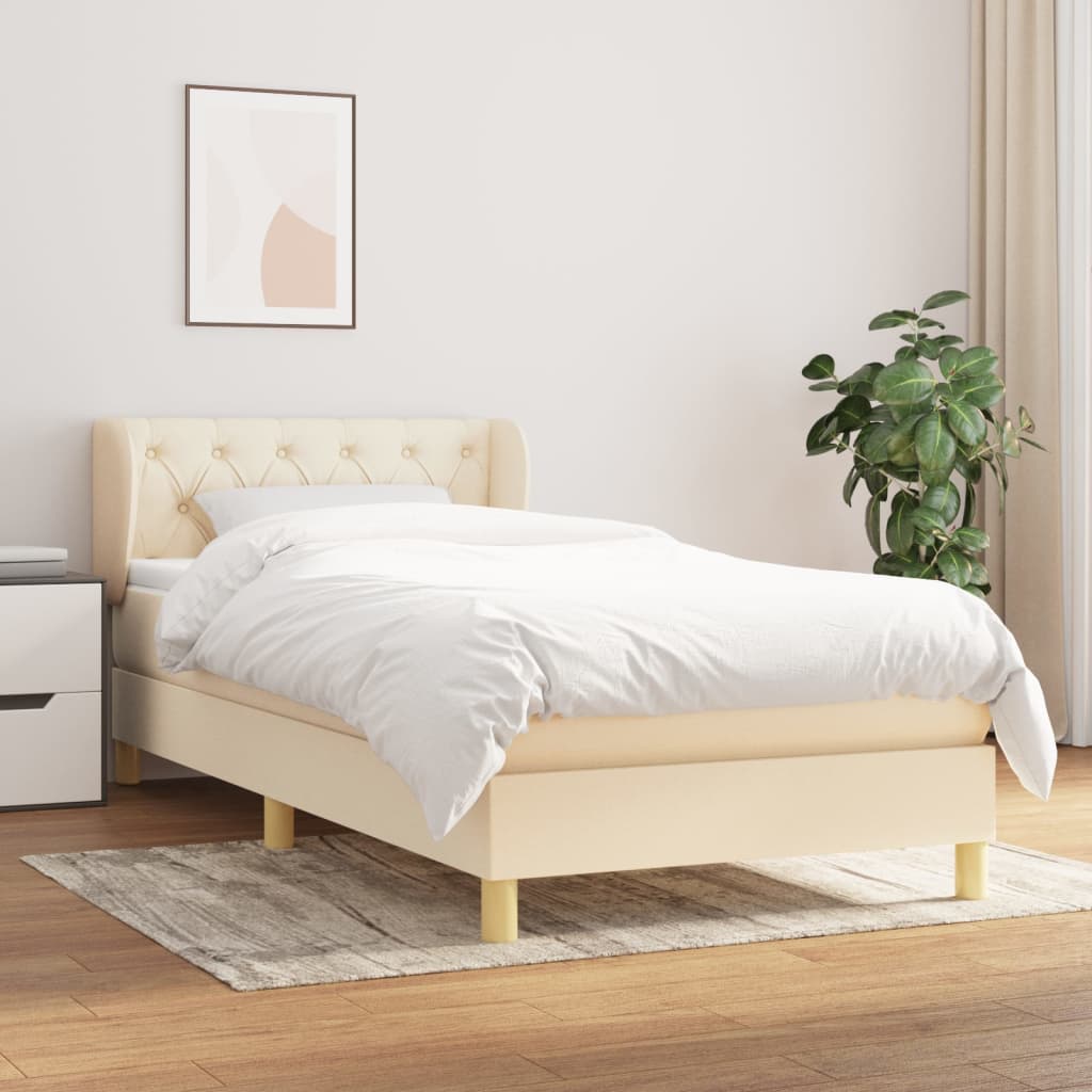 Boxspring met matras stof crèmekleurig 80x200 cm is nu te koop bij PeponiXL, paradijselijk wonen!