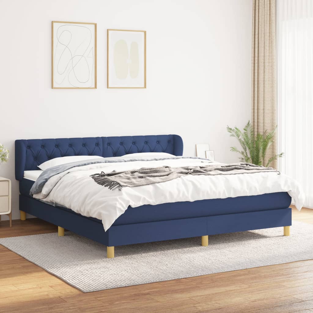 Boxspring met matras stof blauw 160x200 cm is nu te koop bij PeponiXL, paradijselijk wonen!