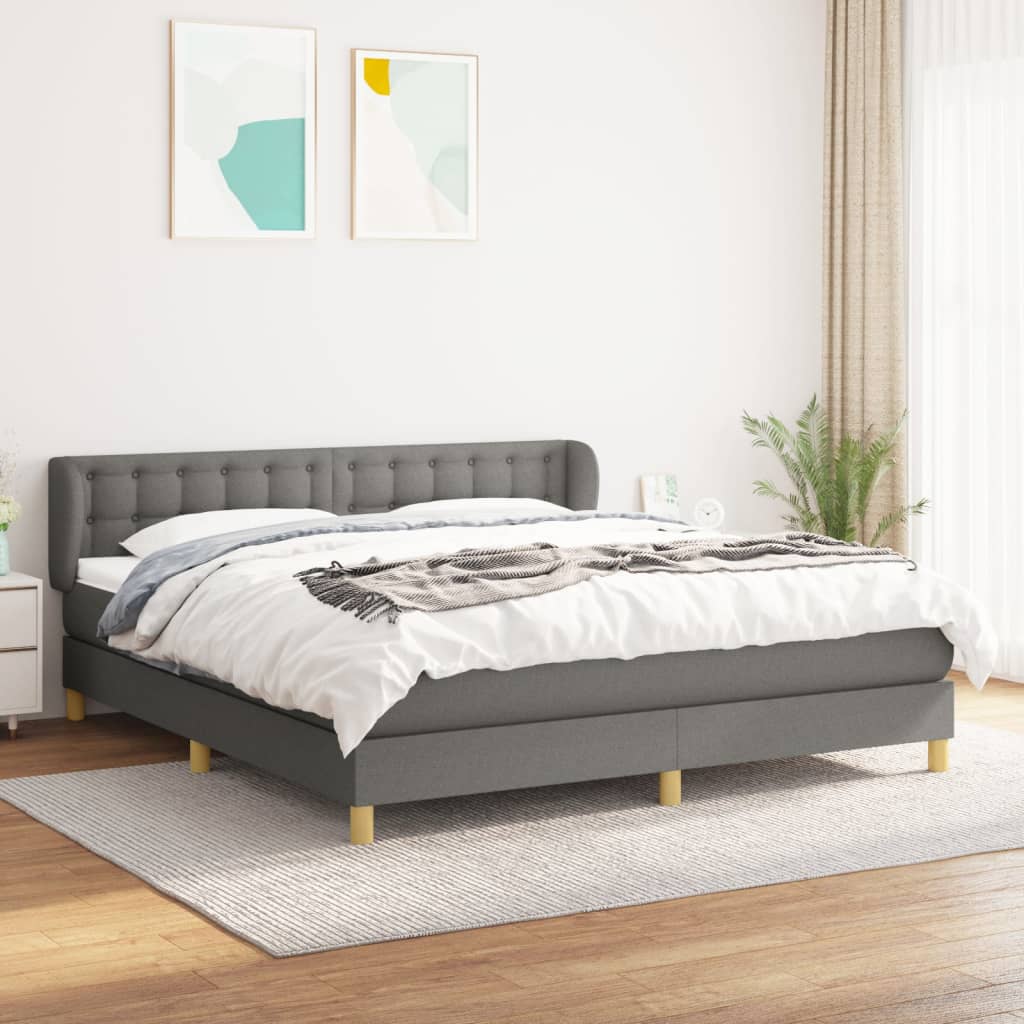 Boxspring met matras stof donkergrijs 180x200 cm is nu te koop bij PeponiXL, paradijselijk wonen!