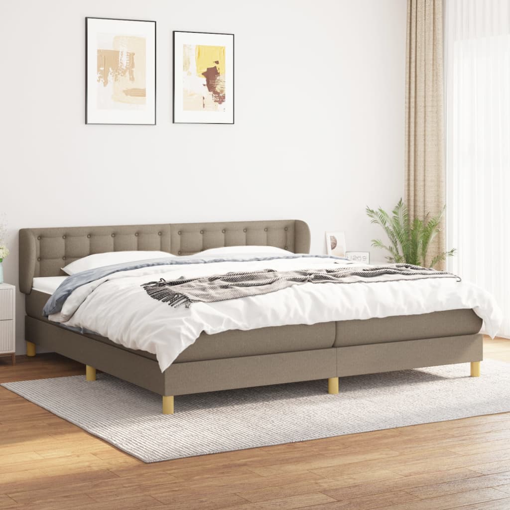 Boxspring met matras stof taupe 200x200 cm is nu te koop bij PeponiXL, paradijselijk wonen!