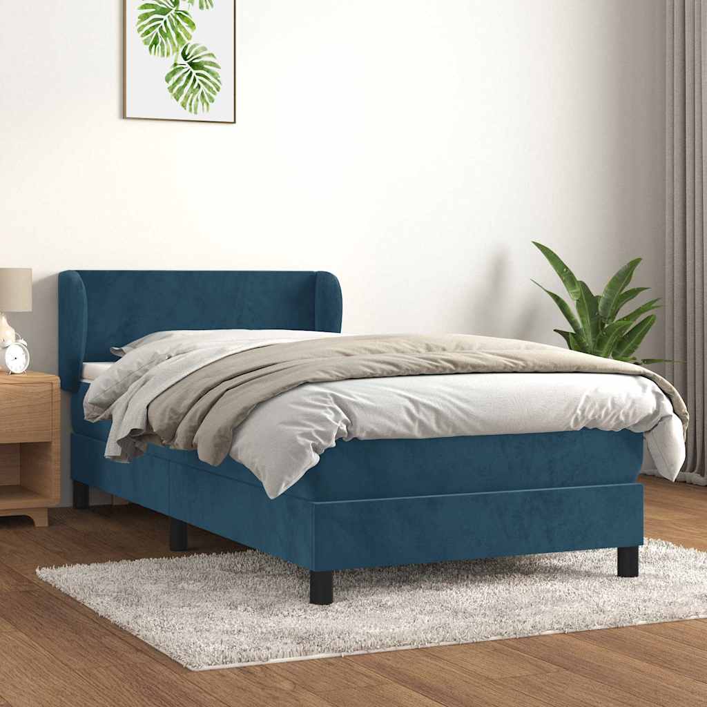 Boxspring met matras fluweel donkerblauw 80x200 cm is nu te koop bij PeponiXL, paradijselijk wonen!