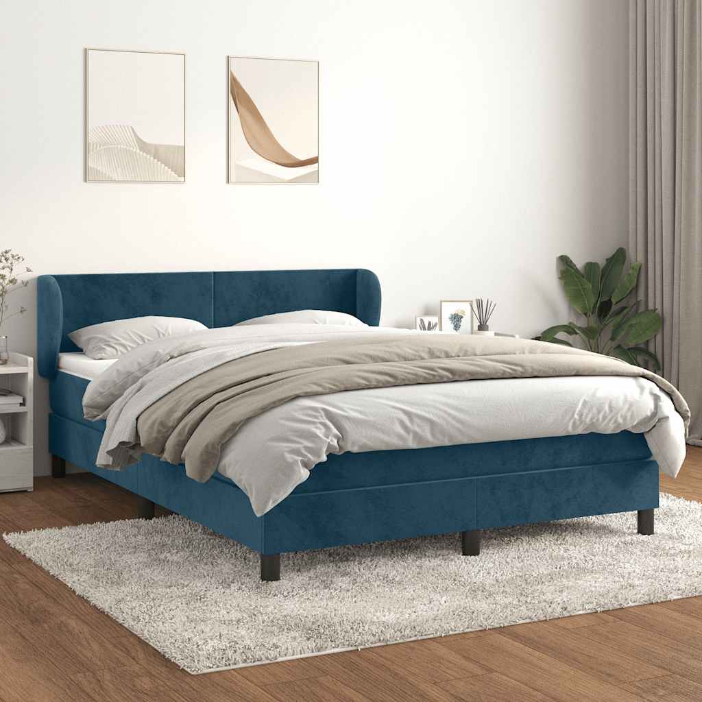 Boxspring met matras fluweel donkerblauw 140x200 cm is nu te koop bij PeponiXL, paradijselijk wonen!