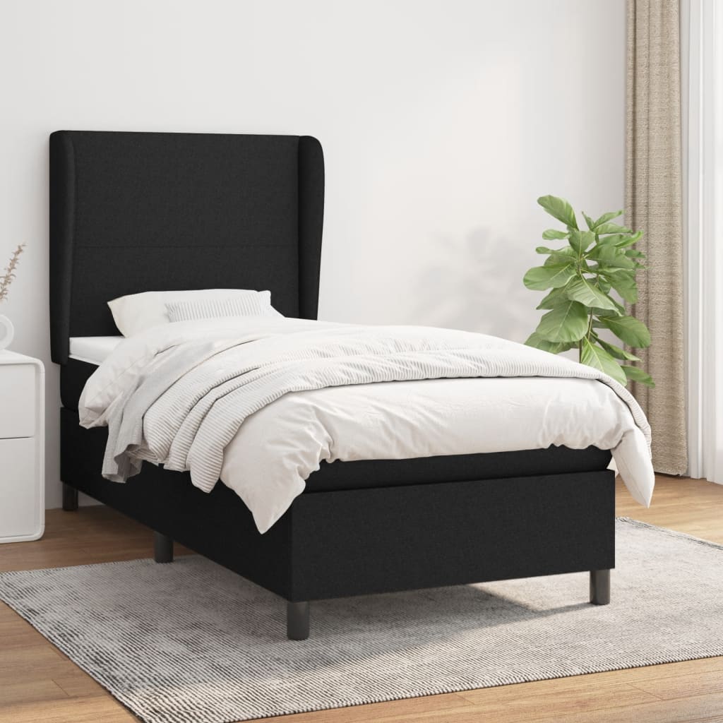 Boxspring met matras stof zwart 90x200 cm is nu te koop bij PeponiXL, paradijselijk wonen!