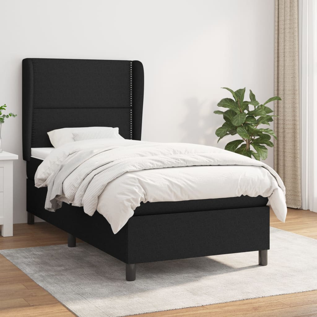 Boxspring met matras stof zwart 90x200 cm is nu te koop bij PeponiXL, paradijselijk wonen!
