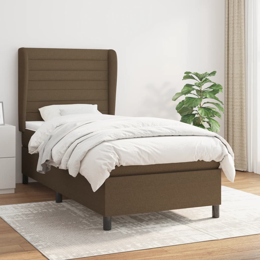Boxspring met matras stof donkerbruin 80x200 cm is nu te koop bij PeponiXL, paradijselijk wonen!